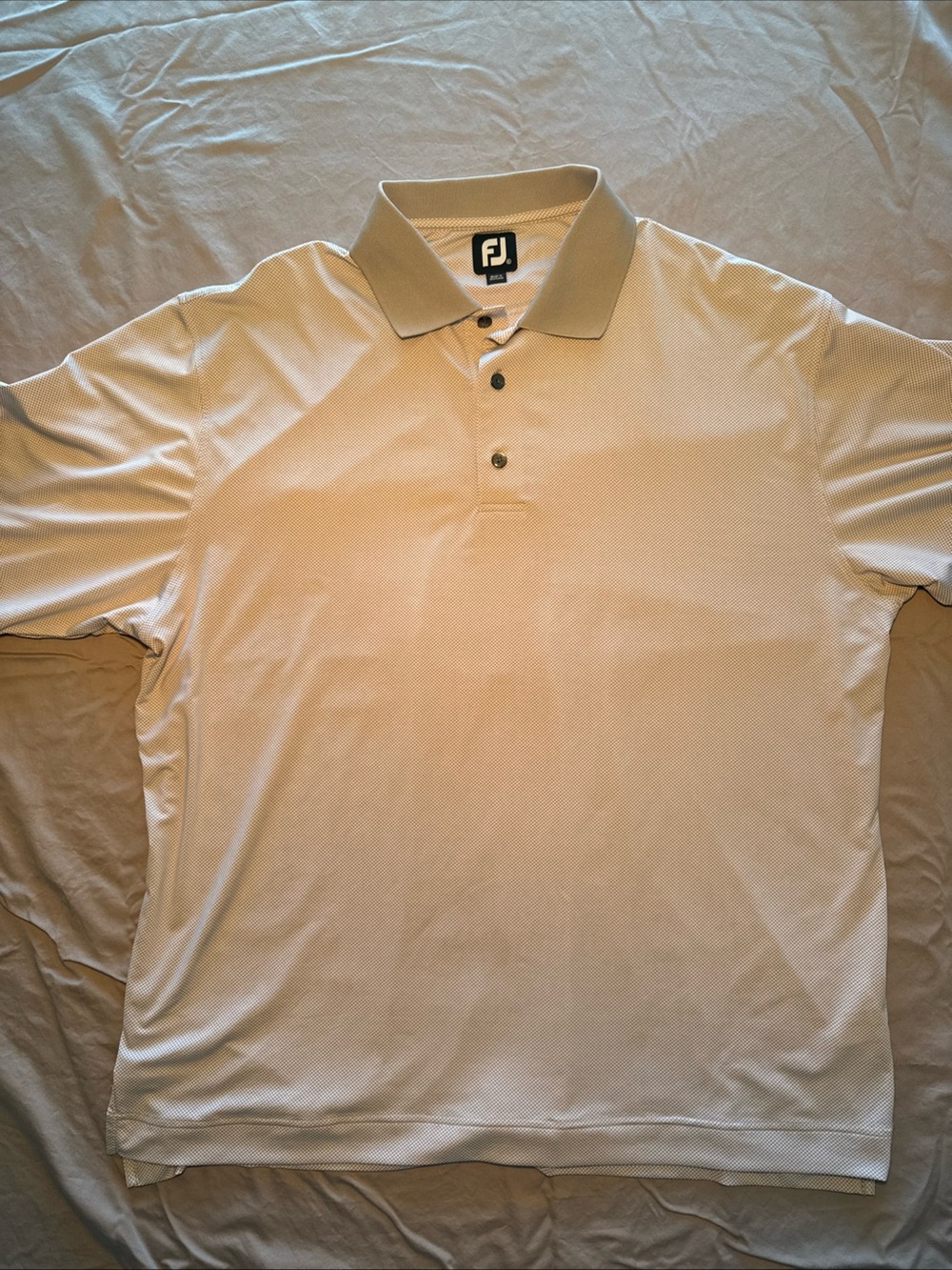 FootJoy Men's Light Beige Polo with Contrast Collar
